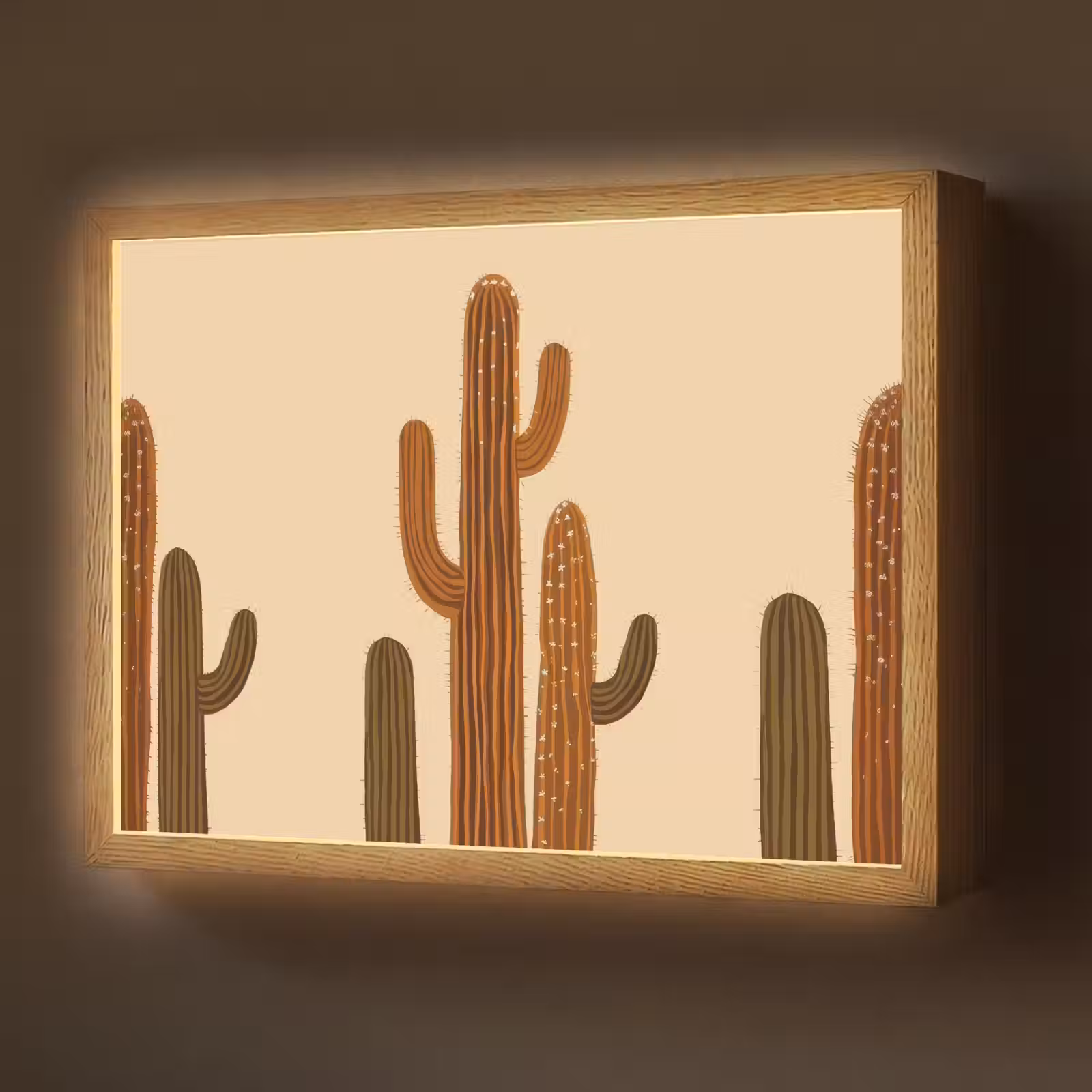 Lightbox - Wandlamp - Cactus - Woestijn - Zand - Bruin — 1