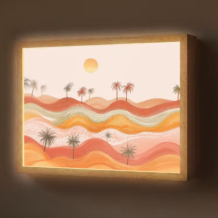 Lightbox - Wandlamp - Abstract landschap - Palmbomen - Kleurrijk — 1