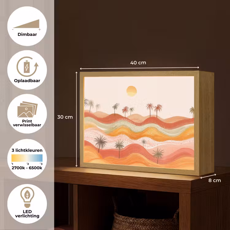 Lightbox - Wandlamp - Abstract landschap - Palmbomen - Kleurrijk — 10