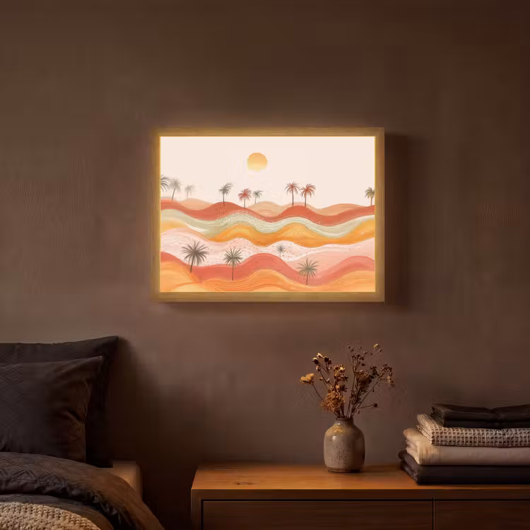 Lightbox - Wandlamp - Abstract landschap - Palmbomen - Kleurrijk — 3