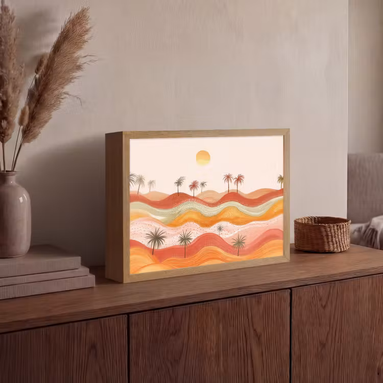 Lightbox - Wandlamp - Abstract landschap - Palmbomen - Kleurrijk — 4