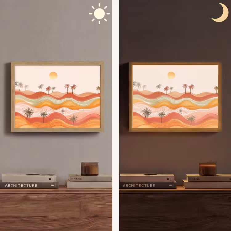 Lightbox - Wandlamp - Abstract landschap - Palmbomen - Kleurrijk — 6