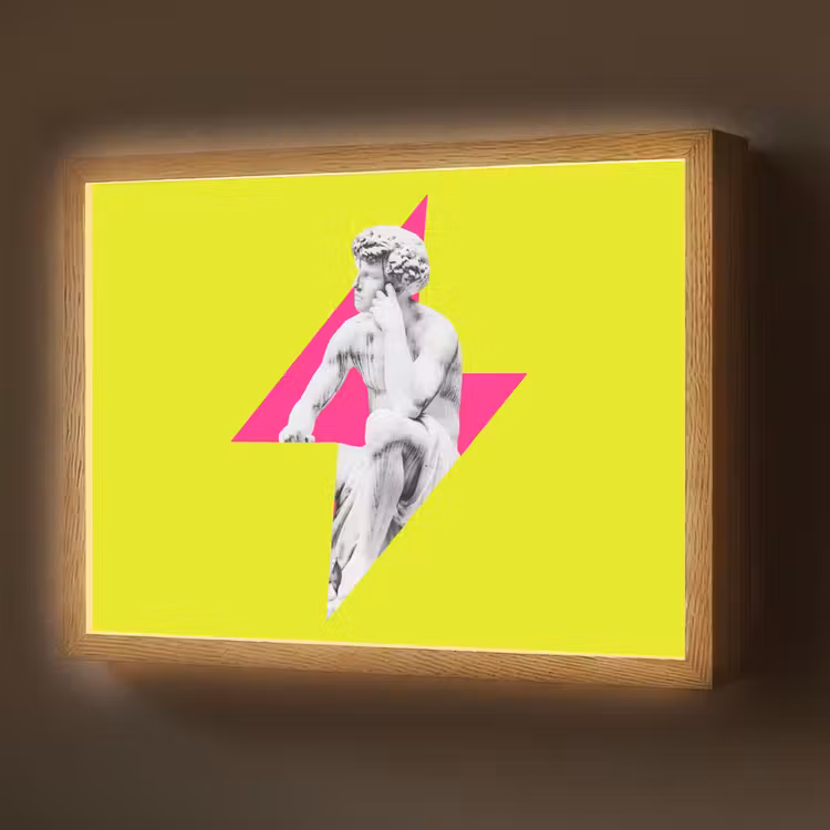 Lightbox - Wandlamp - Beeld - Man - Bliksemschicht - Geel — 1