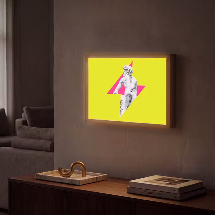Lightbox - Wandlamp - Beeld - Man - Bliksemschicht - Geel — 2