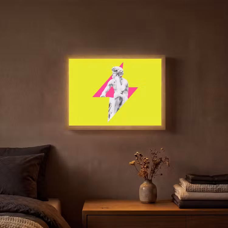 Lightbox - Wandlamp - Beeld - Man - Bliksemschicht - Geel — 3