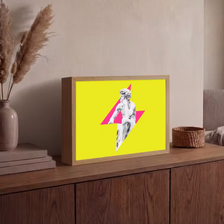 Lightbox - Wandlamp - Beeld - Man - Bliksemschicht - Geel — 4