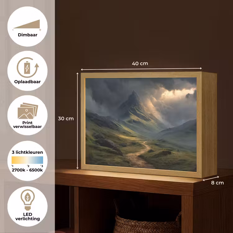 Lightbox - Wandlamp - Bergen - Kronkelpad - Groen - Wolken — 10