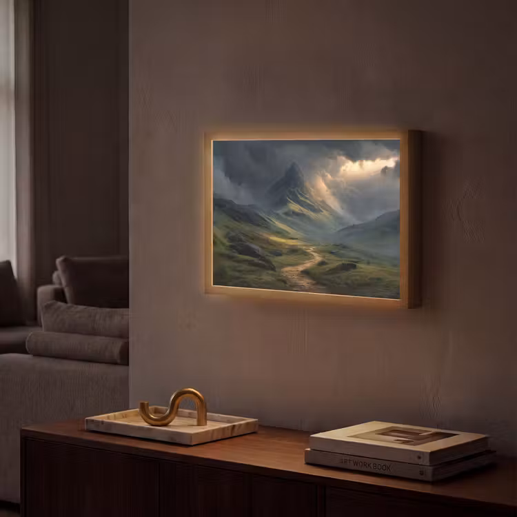 Lightbox - Wandlamp - Bergen - Kronkelpad - Groen - Wolken — 2