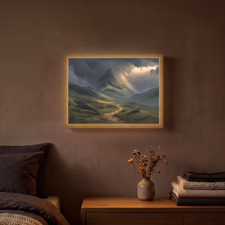 Lightbox - Wandlamp - Bergen - Kronkelpad - Groen - Wolken — 3