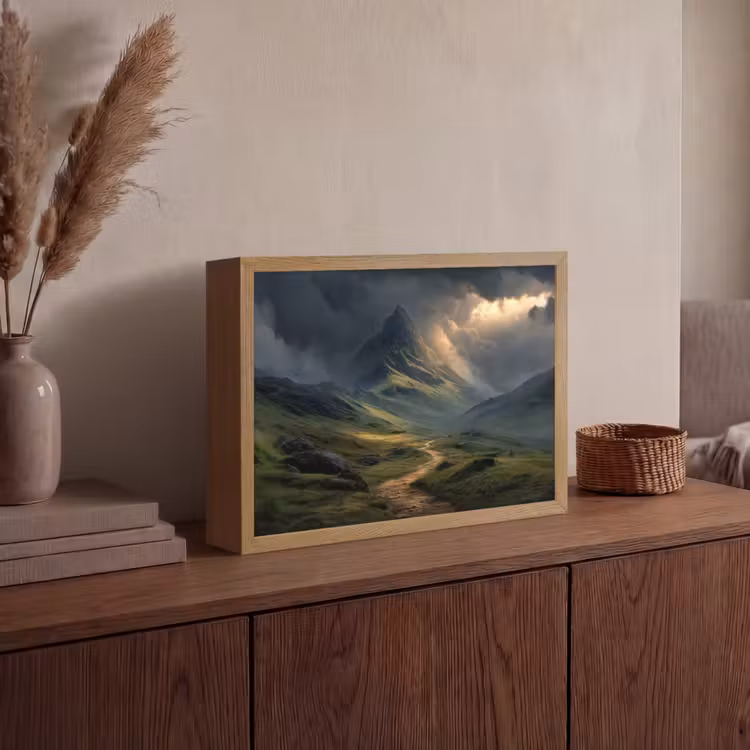Lightbox - Wandlamp - Bergen - Kronkelpad - Groen - Wolken — 4