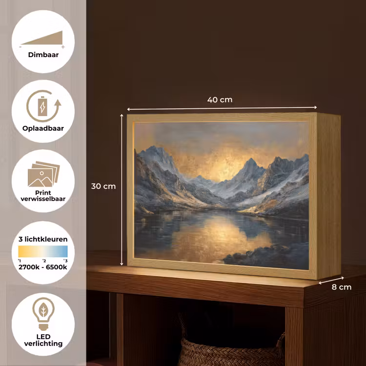 Lightbox - Wandlamp - Berglandschap met Gouden Zonsondergang — 10