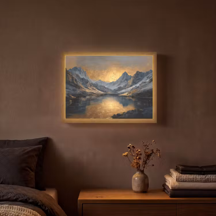 Lightbox - Wandlamp - Berglandschap met Gouden Zonsondergang — 3