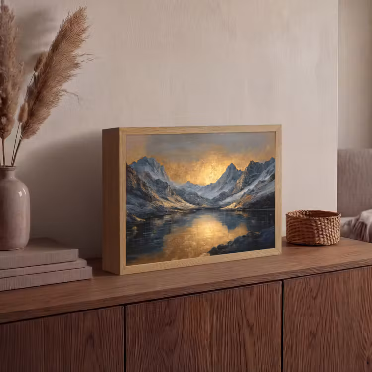 Lightbox - Wandlamp - Berglandschap met Gouden Zonsondergang — 4
