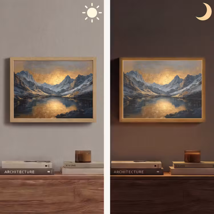 Lightbox - Wandlamp - Berglandschap met Gouden Zonsondergang — 6