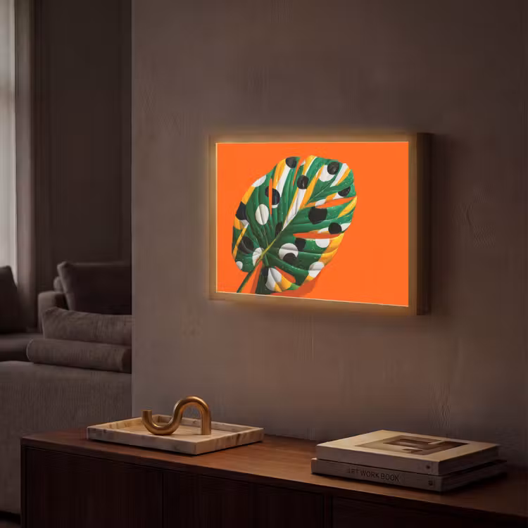 Lightbox - Wandlamp - Blad - Oranje - Stippen - Kleurrijk — 2