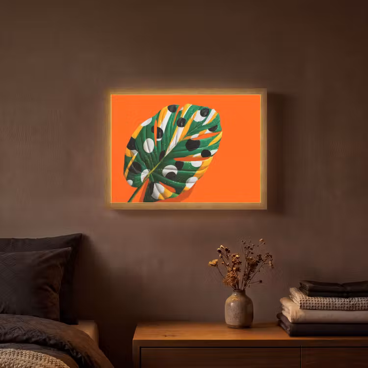 Lightbox - Wandlamp - Blad - Oranje - Stippen - Kleurrijk — 3