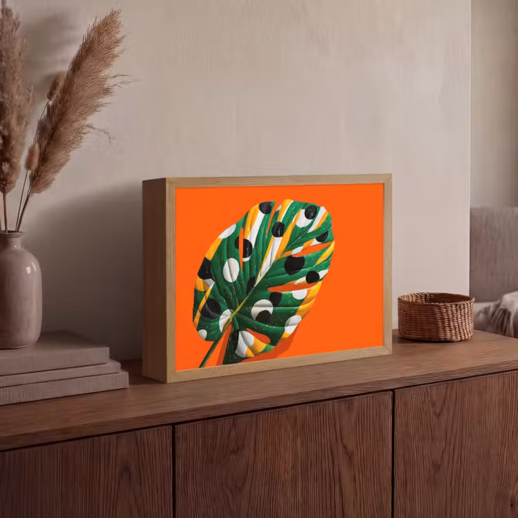 Lightbox - Wandlamp - Blad - Oranje - Stippen - Kleurrijk — 4