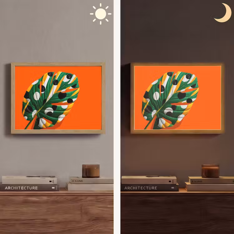 Lightbox - Wandlamp - Blad - Oranje - Stippen - Kleurrijk — 6