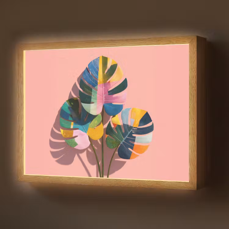 Lightbox - Wandlamp - Bladeren - Geschilderd - Vlakken - Kleurrijk — 1