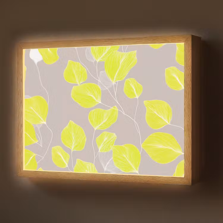 Lightbox - Wandlamp - Bladeren - Neon - Geel - Lijnen — 1