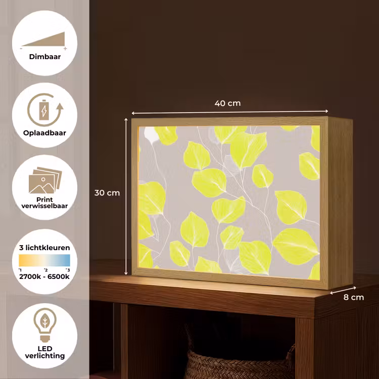 Lightbox - Wandlamp - Bladeren - Neon - Geel - Lijnen — 10