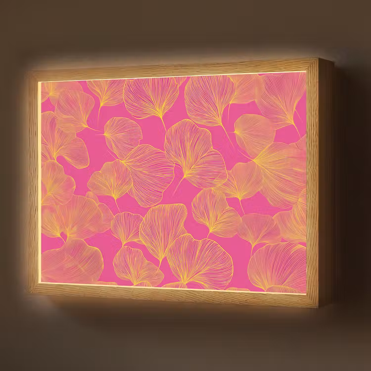 Lightbox - Wandlamp - Bladeren - Nerven - Grafisch - Roze — 1