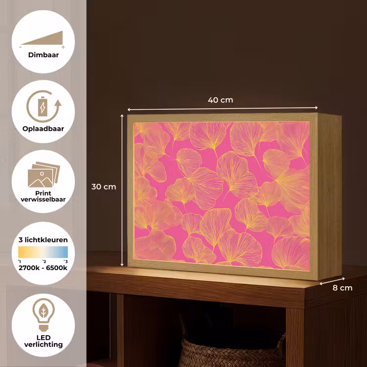 Lightbox - Wandlamp - Bladeren - Nerven - Grafisch - Roze — 10