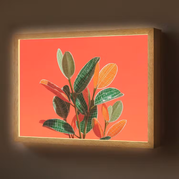Lightbox - Wandlamp - Bladeren - Nerven - Oranje - Structuur — 1