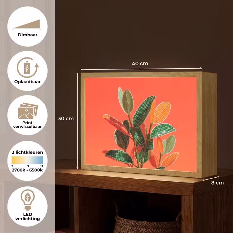 Lightbox - Wandlamp - Bladeren - Nerven - Oranje - Structuur — 10