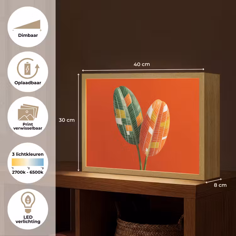 Lightbox - Wandlamp - Bladeren - Ovaal - Mozaïek - Patroon — 10