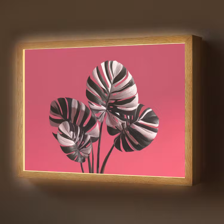 Lightbox - Wandlamp - Bladeren - Rond - Roze — 1