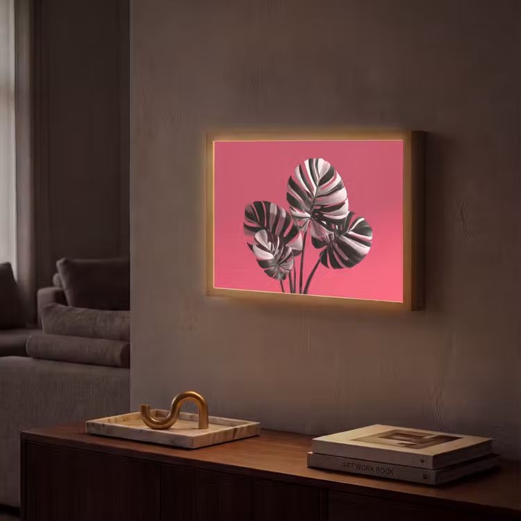 Lightbox - Wandlamp - Bladeren - Rond - Roze — 2