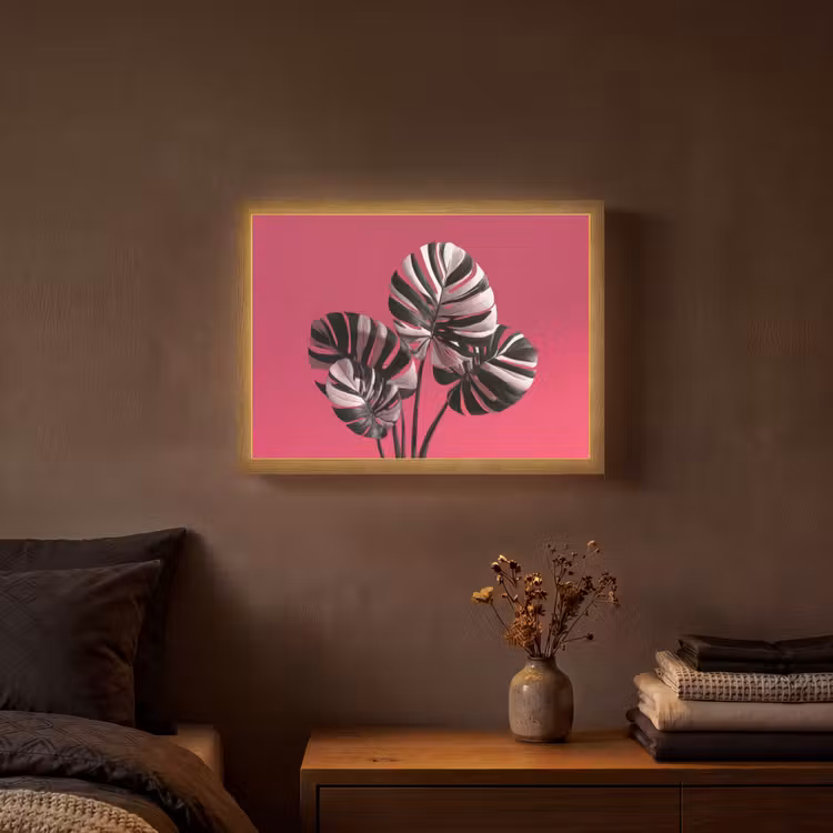 Lightbox - Wandlamp - Bladeren - Rond - Roze — 3