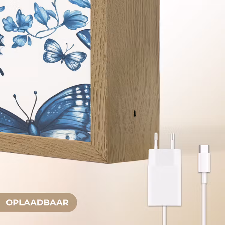 Lightbox - Wandlamp - Blauw - Vlinders - Bloemen - Wit — 7