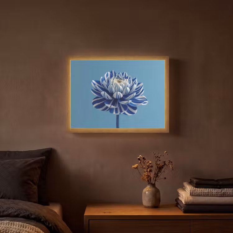 Lightbox - Wandlamp - Bloem - Blauw - Bloemblaadjes - Streepjes — 3