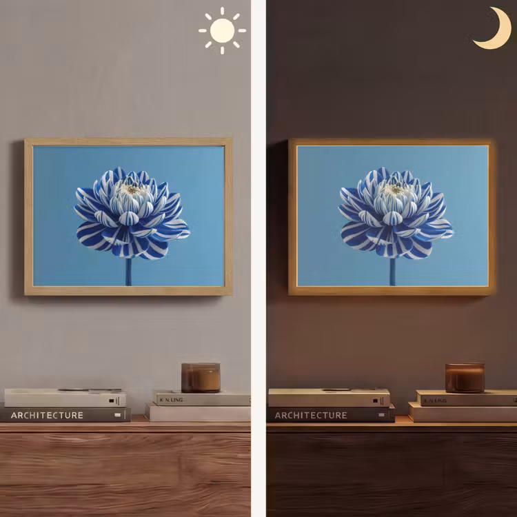 Lightbox - Wandlamp - Bloem - Blauw - Bloemblaadjes - Streepjes — 6