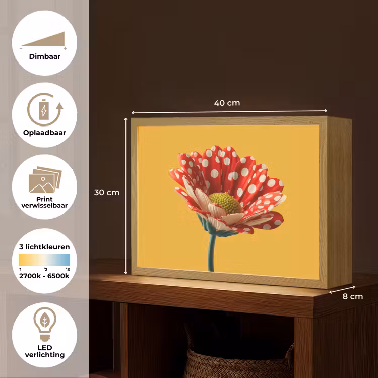 Lightbox - Wandlamp - Bloem - Rood - Stippen — 10