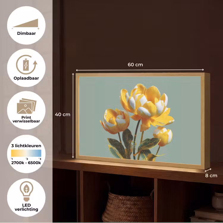 Lightbox - Wandlamp - Bloemen - Geel - Bladeren - Structuur — 10
