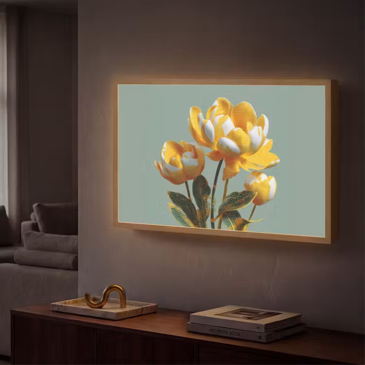 Lightbox - Wandlamp - Bloemen - Geel - Bladeren - Structuur — 2