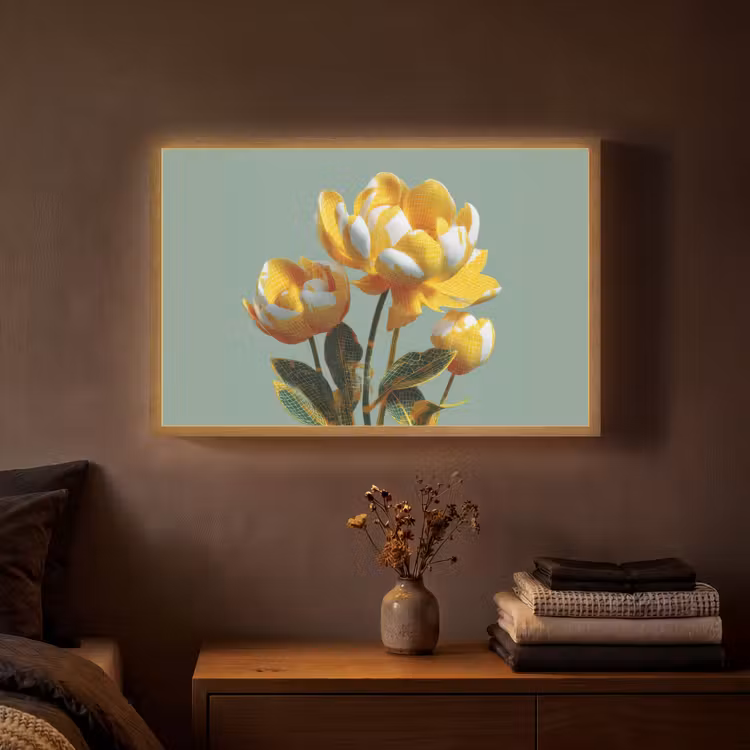 Lightbox - Wandlamp - Bloemen - Geel - Bladeren - Structuur — 3