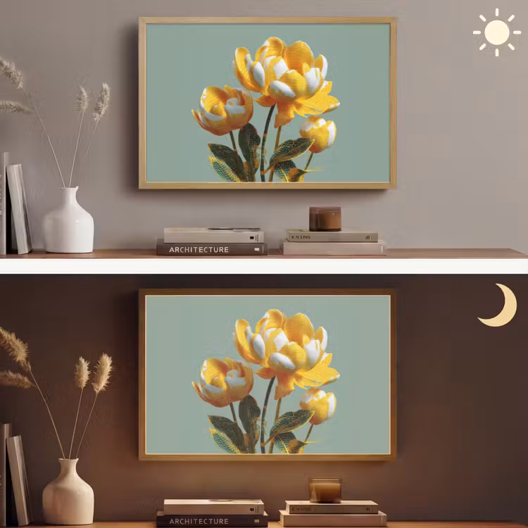 Lightbox - Wandlamp - Bloemen - Geel - Bladeren - Structuur — 6