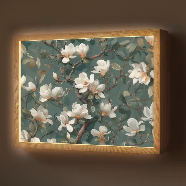 Lightbox - Wandlamp - Bloemen - Takken - Wit - Klassiek — 1