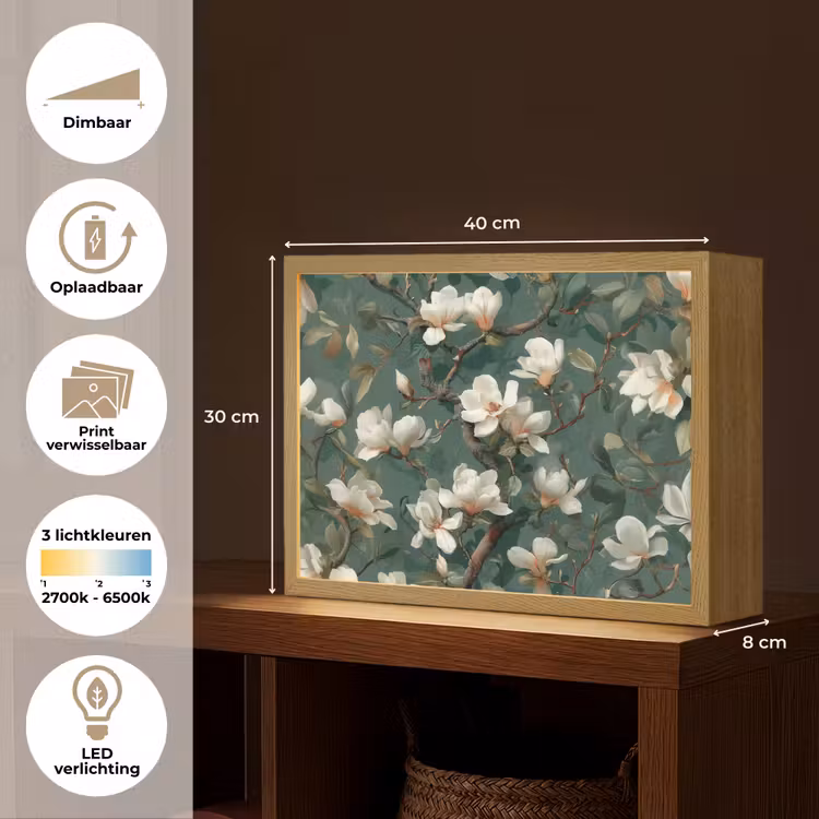 Lightbox - Wandlamp - Bloemen - Takken - Wit - Klassiek — 10