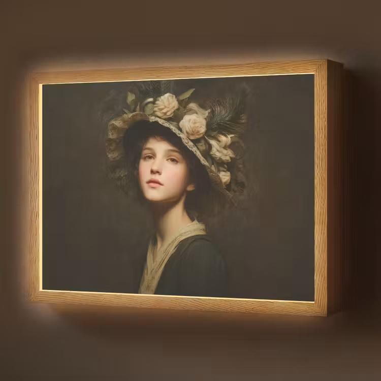 Lightbox - Wandlamp - Bloemenhoed - Portret - Vrouw — 1