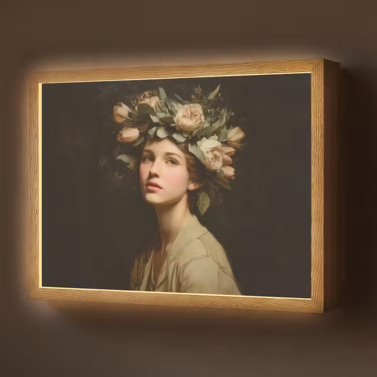 Lightbox - Wandlamp - Bloemenstilte - Vrouw - Portret — 1