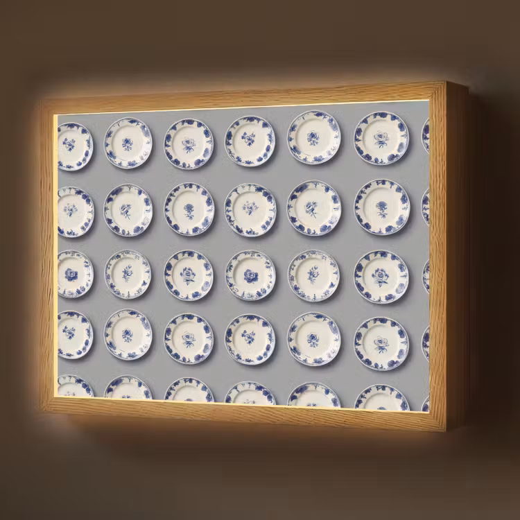 Lightbox - Wandlamp - Borden - Bloemen - Blauw - Wit — 1