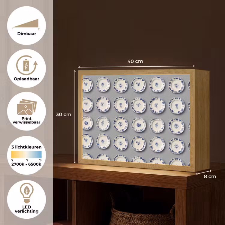 Lightbox - Wandlamp - Borden - Bloemen - Blauw - Wit — 10