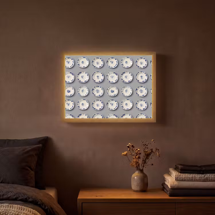 Lightbox - Wandlamp - Borden - Bloemen - Blauw - Wit — 3