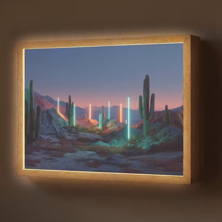 Lightbox - Wandlamp - Cactus - Lichtzuilen - Zonsondergang — 1
