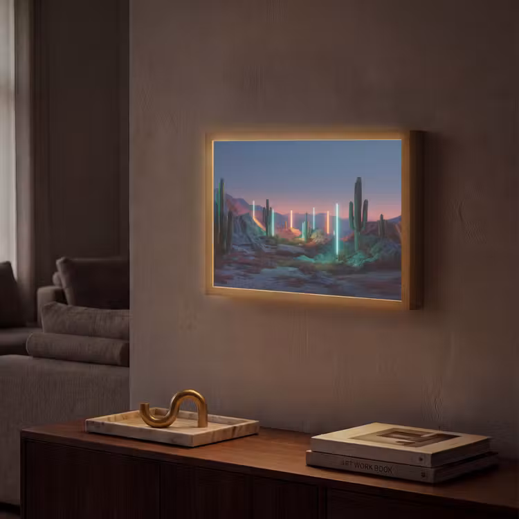 Lightbox - Wandlamp - Cactus - Lichtzuilen - Zonsondergang — 2